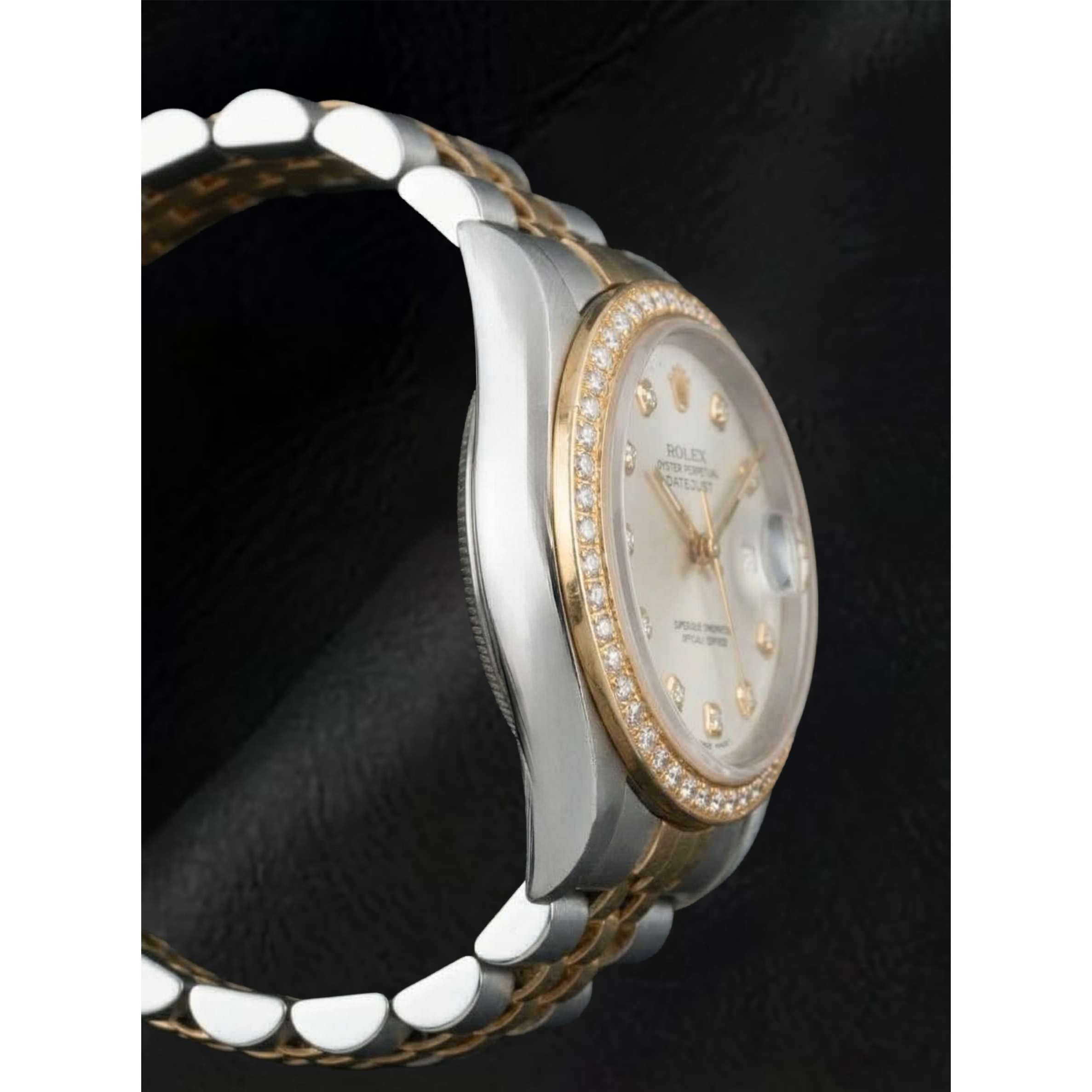 Rolex Datejust Year 2000 White Mother Of Pearl Diamond Dial 31 mm Two Tone Watch