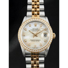 Rolex Datejust Year 2000 White Mother Of Pearl Diamond Dial 31 mm Two Tone Watch