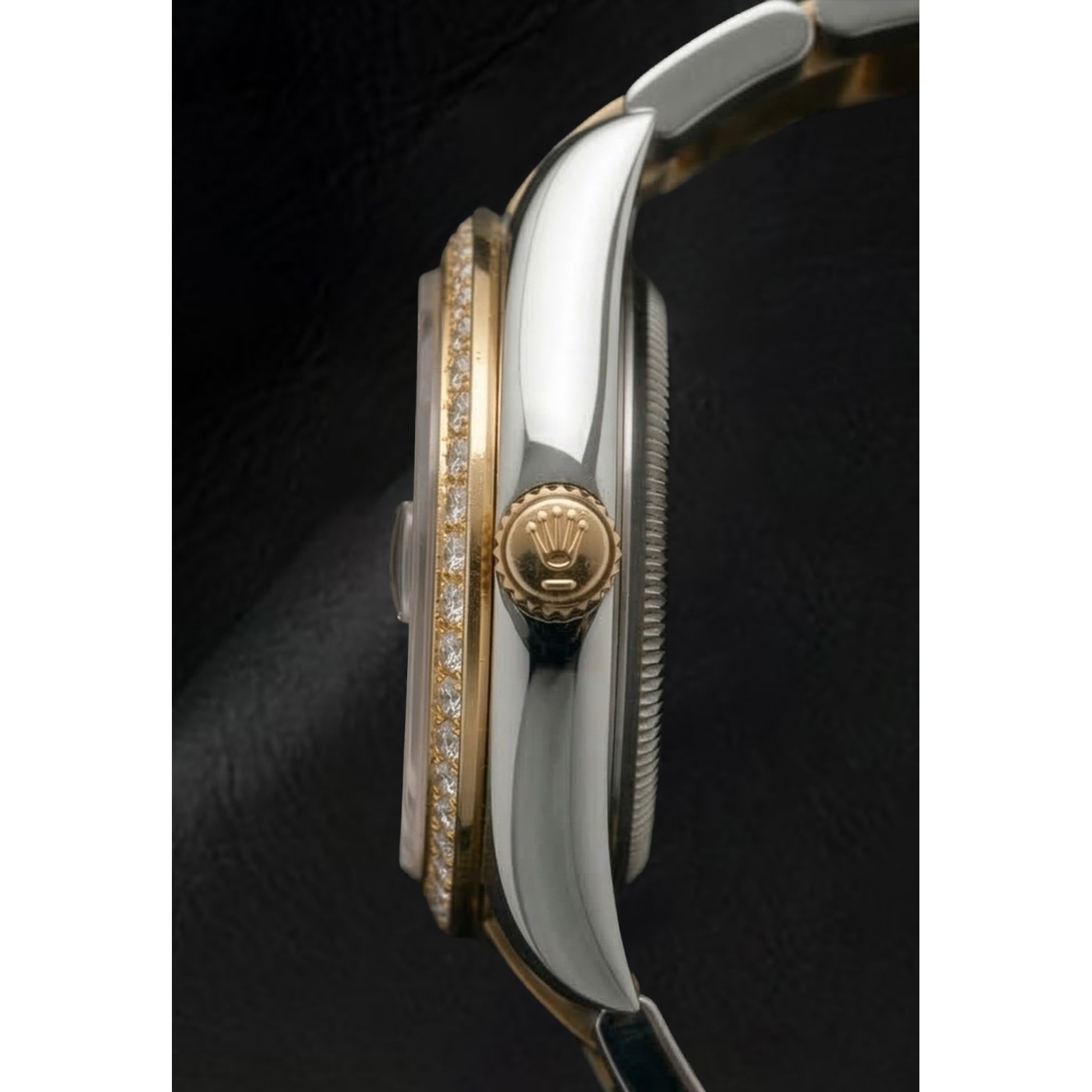 Rolex Datejust Year 2011 White Mother Of Pearl Diamond Dial Diamond Bezel 31 mm Two Tone Watch