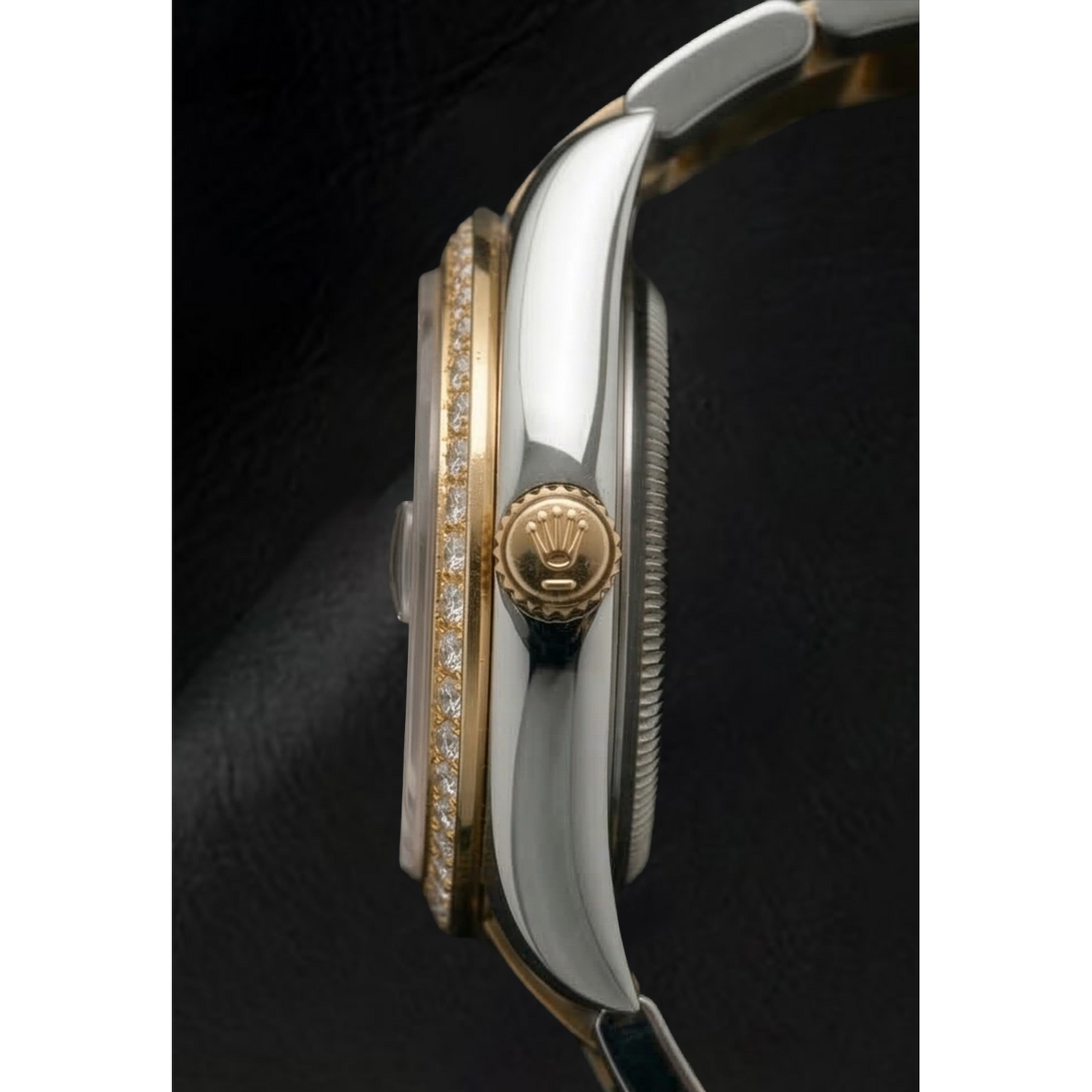 Rolex Datejust Year 2011 White Mother Of Pearl Diamond Dial Diamond Bezel 31 mm Two Tone Watch