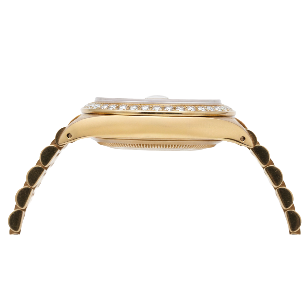 Rolex Datejust Yg President Style Watch Gray Stick Dial Natural Earth Mined Diamond