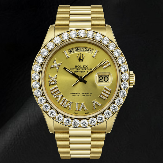 Rolex Day-Date 18038 36mm Champagne Roman Diamond Dial Yellow Gold Watch