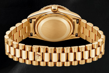 Rolex Day-Date 18038 36mm Silver Roman Diamond Dial Yellow Gold Watch