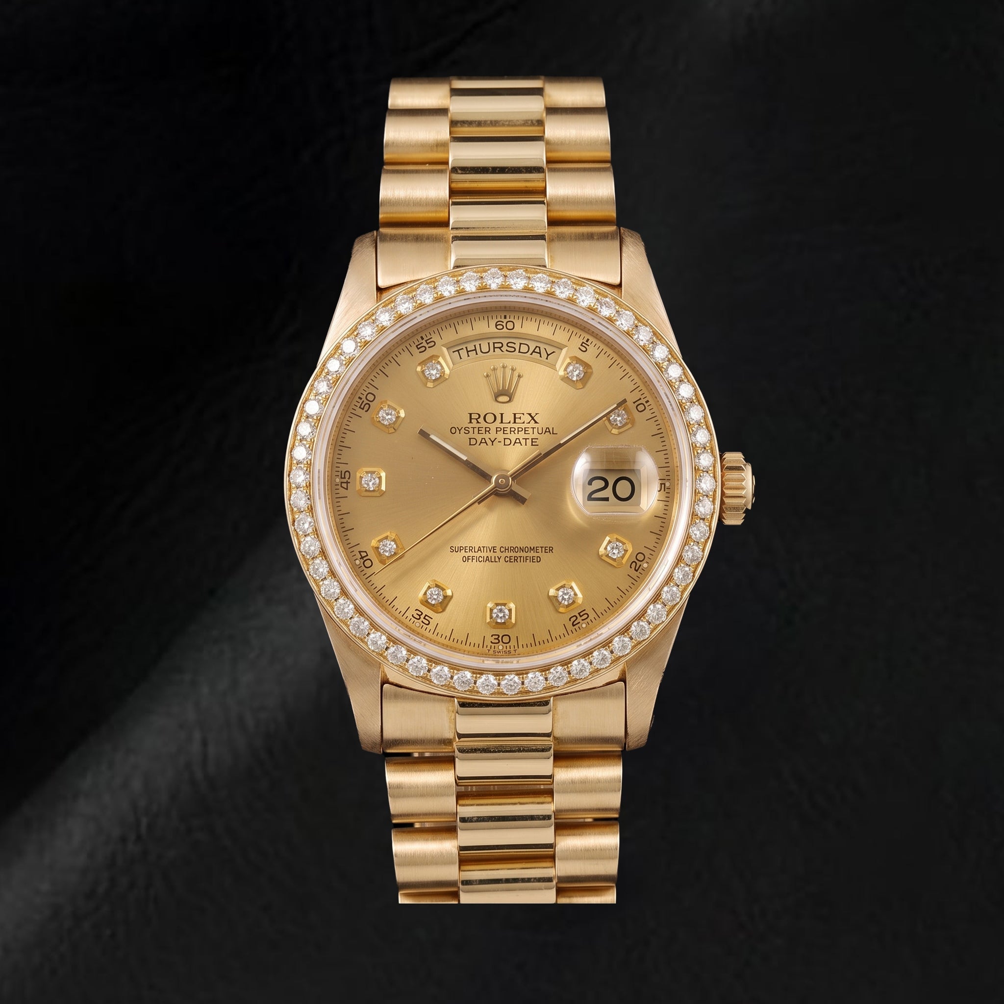 Rolex Day-Date 1803 36mm Champagne Diamond Dial 18K Yellow Gold Watch