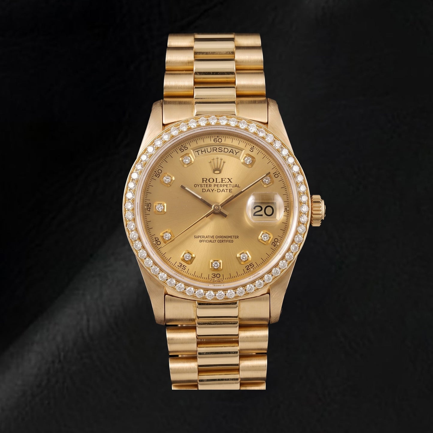 Rolex Day-Date 1803 36mm Champagne Diamond Dial 18K Yellow Gold Watch