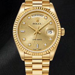Rolex Day-Date 18238 36mm Champagne Jubilee Diamond Dial Yellow Gold Watch