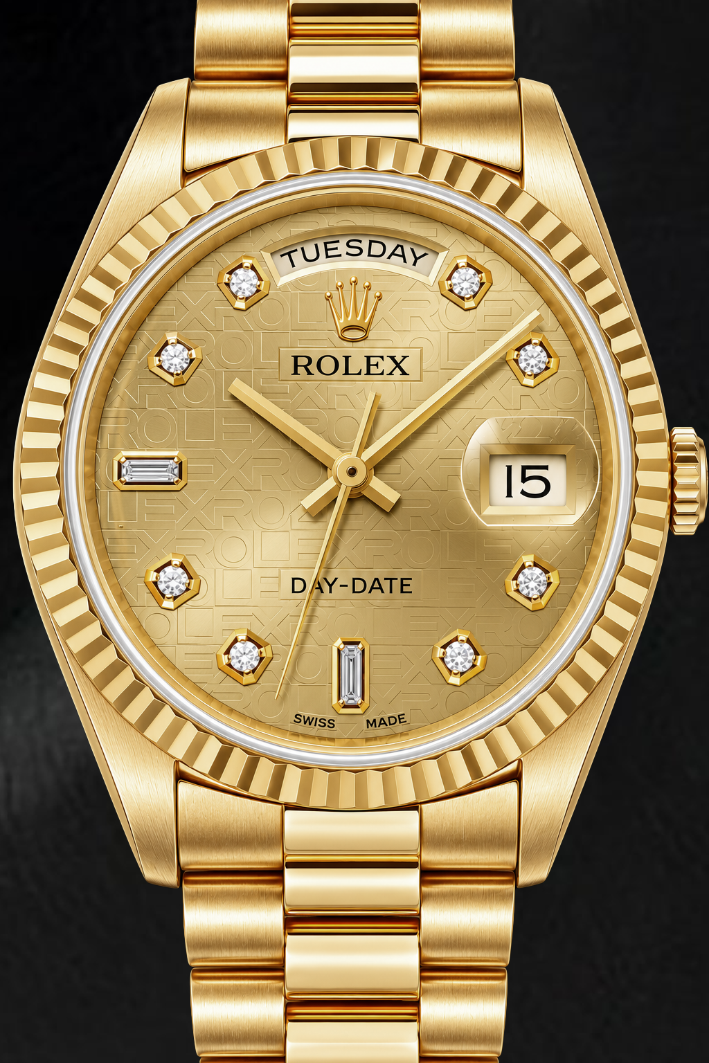 Rolex Day-Date 18238 36mm Champagne Jubilee Diamond Dial Yellow Gold Watch