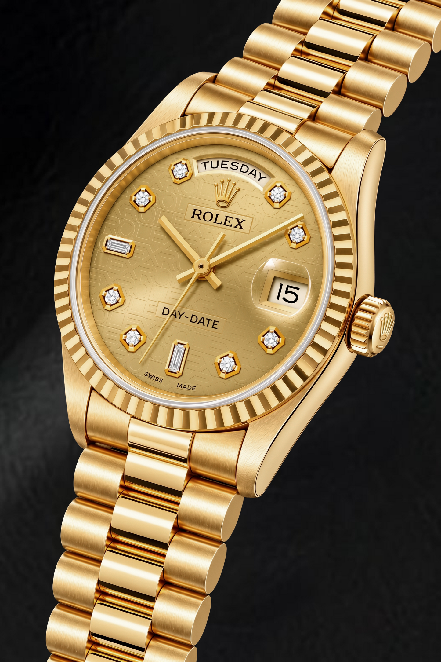 Rolex Day-Date 18238 36mm Champagne Jubilee Diamond Dial Yellow Gold Watch