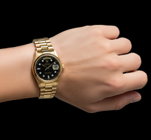 Rolex Day Date 36 Mm Men Watch Bark Finish Yellow Gold 18K Black
