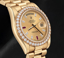 Rolex Day Date II  218348 41mm Champagne Baguette Diamond Dial Yellow Gold Watch 18K