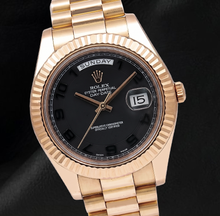 Rolex Day Date II 41mm 218235 Black Arabic Dial President Bracelet Rose Gold Watch