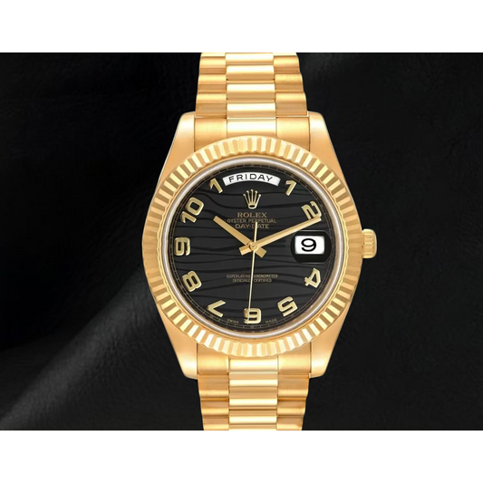 Rolex Day Date Two 41 Mm Men Watch Domed Bezel Yellow Gold