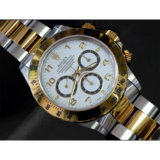 Rolex Daytona Arabic Numeral Cosmograph Dial Stainless Steel and Yellow Gold  Watch