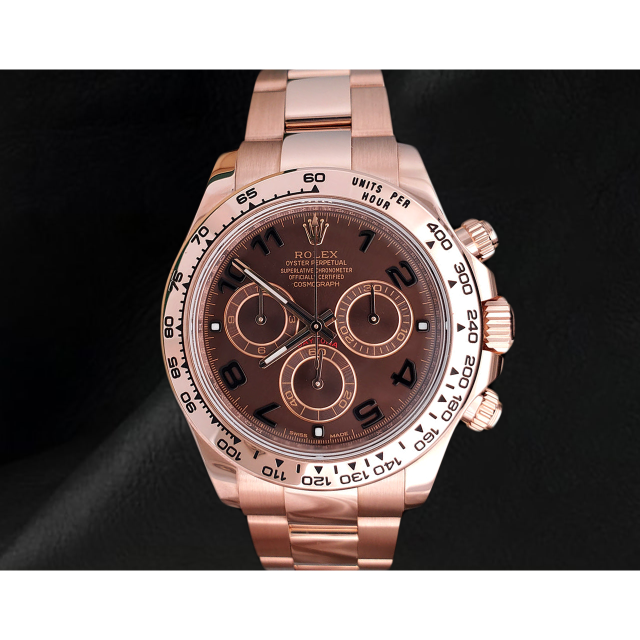 Rolex Daytona Coffee Brown Arabic Cosmograph Dial Rose Gold 18K Watch