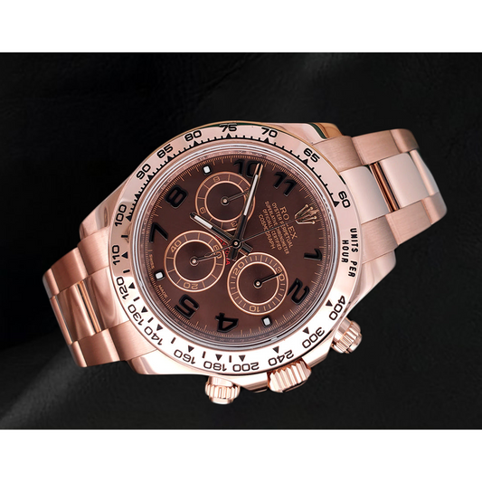 Rolex Daytona Coffee Brown Arabic Cosmograph Dial Rose Gold 18K Watch