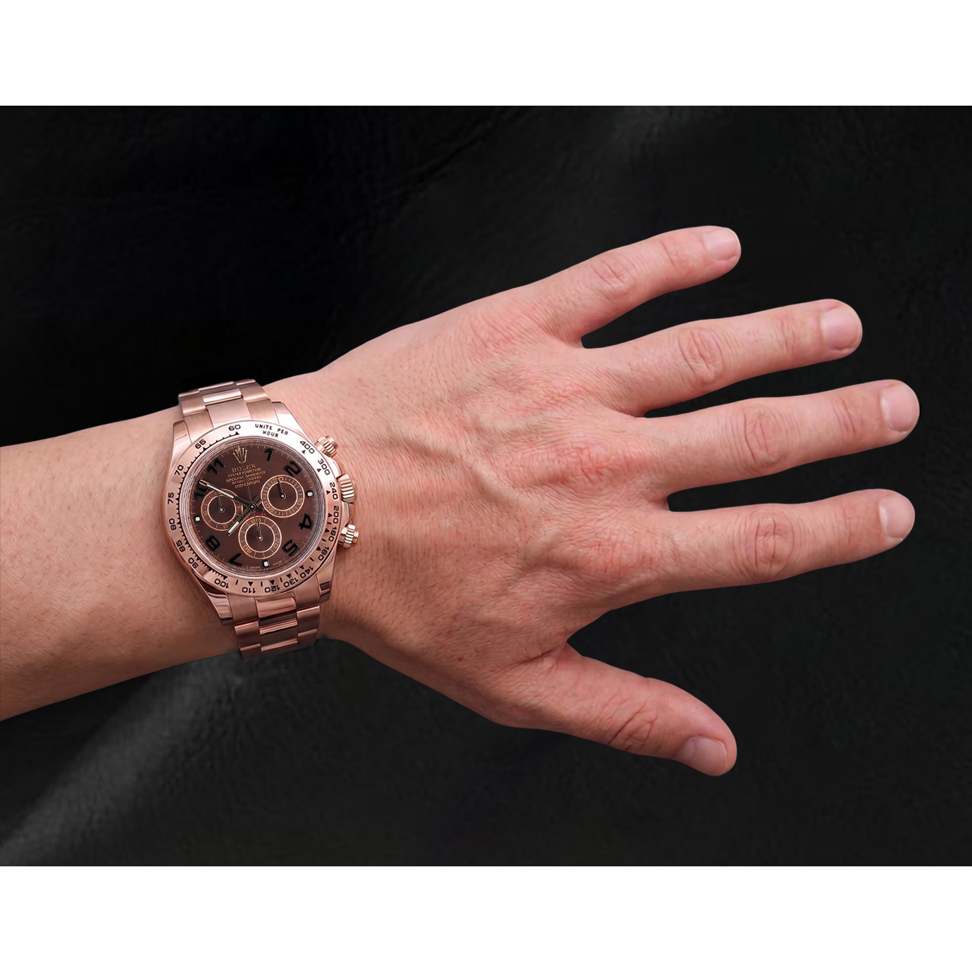 Rolex Daytona Coffee Brown Arabic Cosmograph Dial Rose Gold 18K Watch