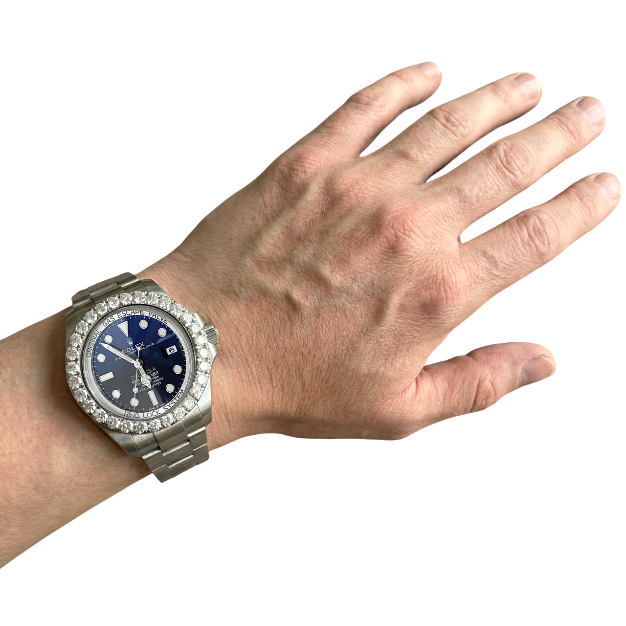 Rolex Deepsea Sea-Dweller 44mm Watch with 8 carats Natural Earth Mined Diamond bezel