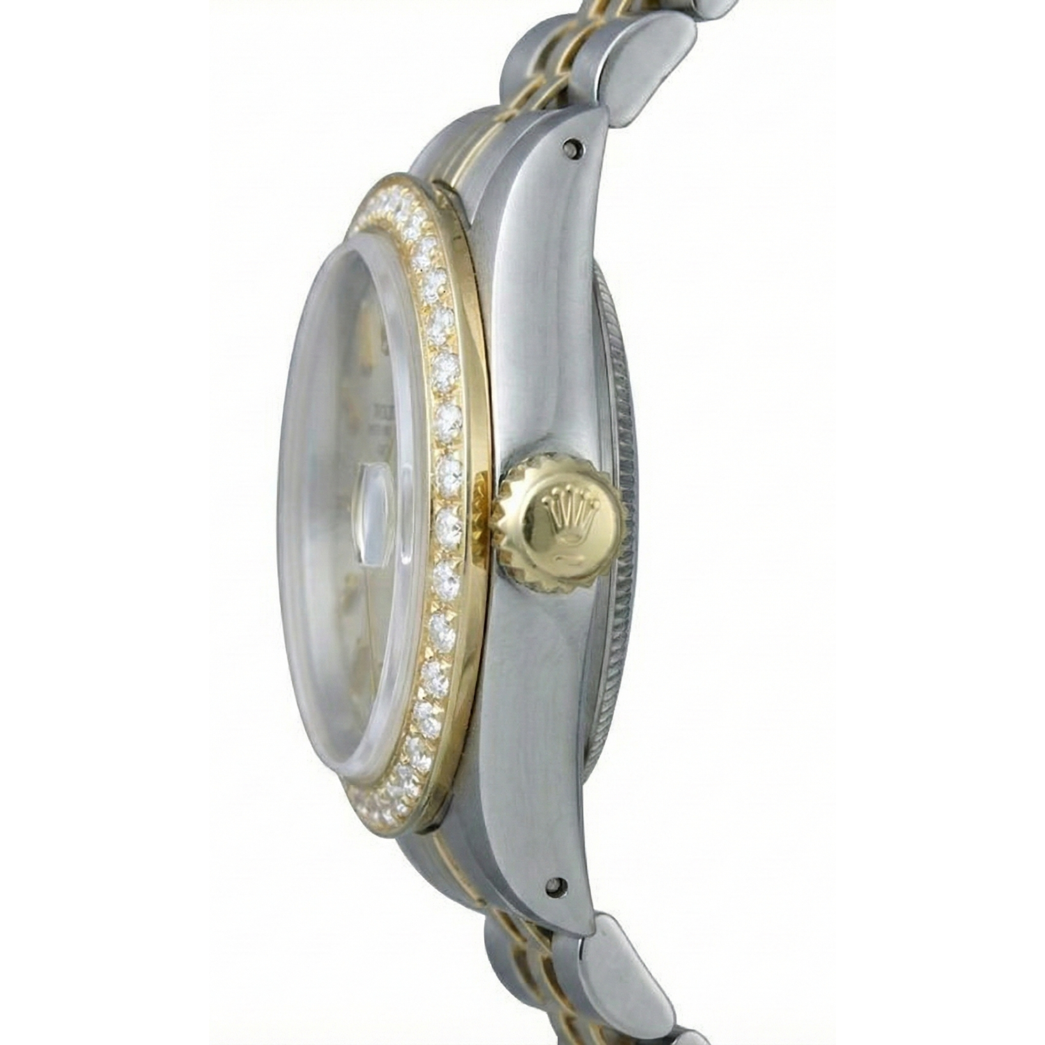 Rolex Diamond Bezel White Stick Dial Watch Ss G Jubilee Bracelet