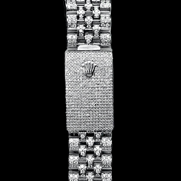 Rolex Iced Out Diamond 12 Carat 36mm Roman Dial Stainless Steel Watch