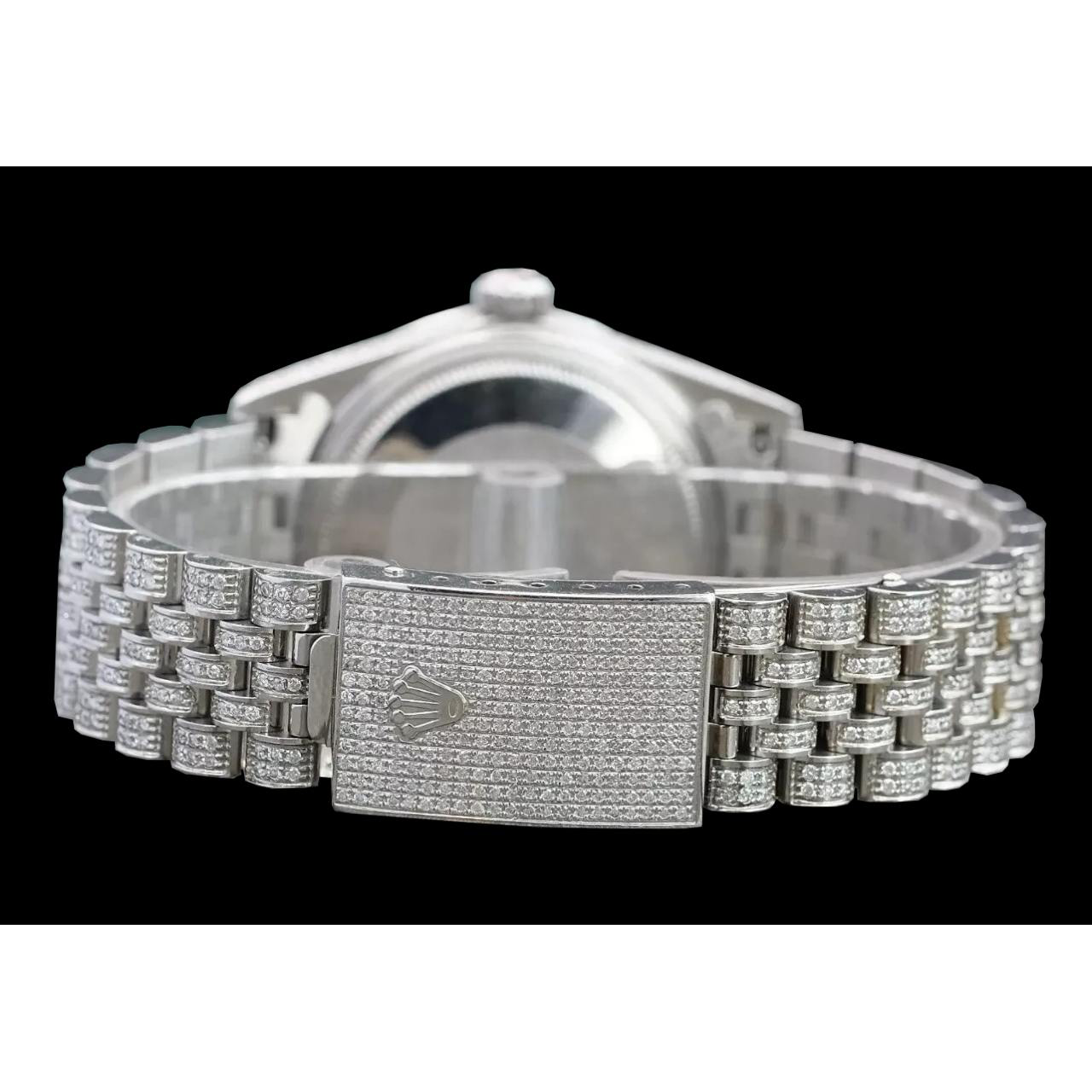 Rolex Iced Out Diamond 12 Carat 36mm Roman Dial Stainless Steel Watch