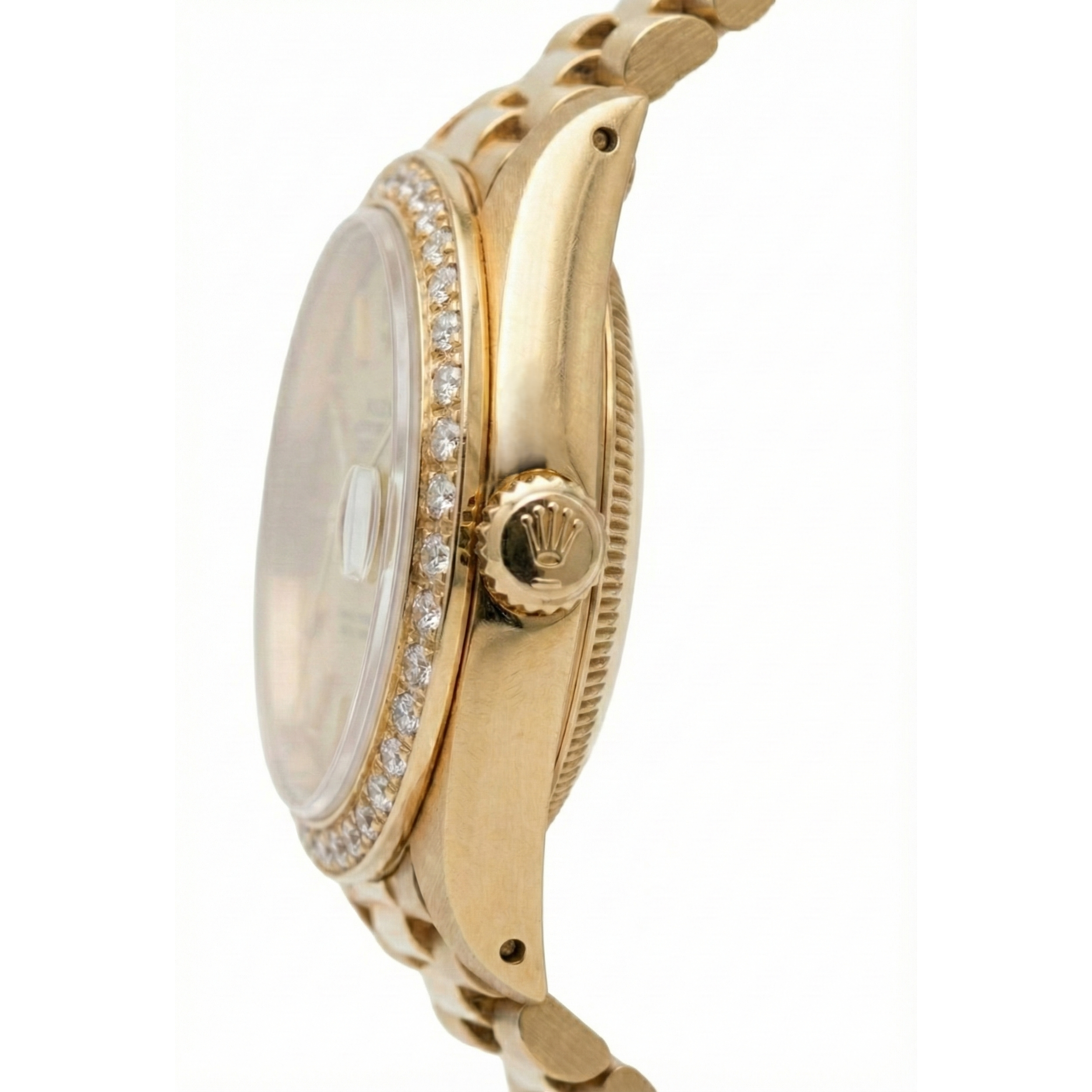 Rolex Dj Bezel Champagne Tapestry Stick Dial Watch President Style