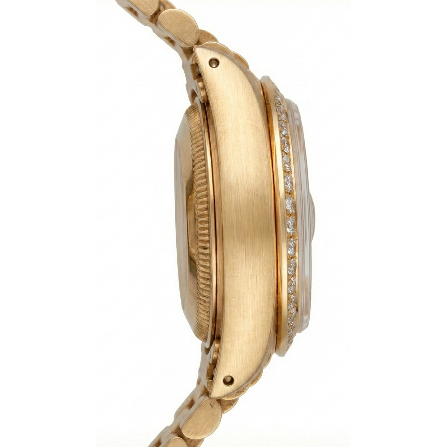 Rolex Dj Champagne Tapestry Dial Pin Stripe Watch Gold President