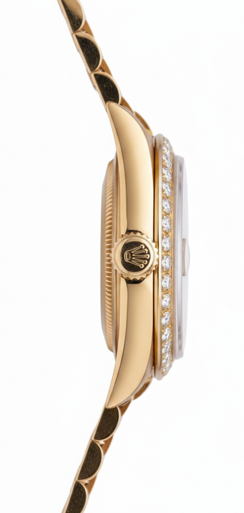 Rolex Dj Champagne Tapestry Dial Pin Stripe Watch Gold President