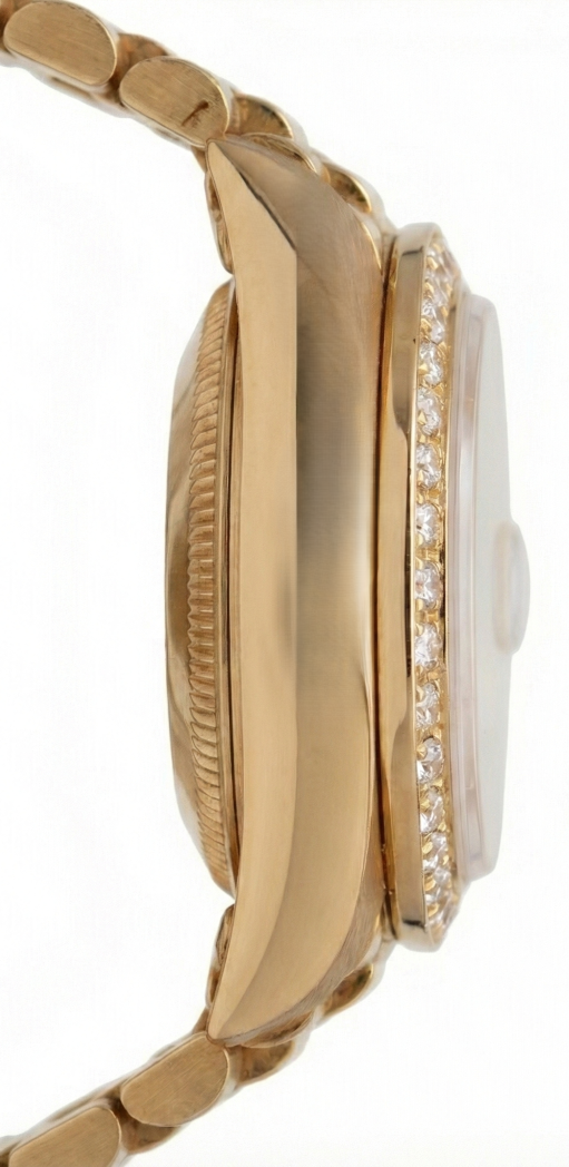 Rolex Dj Champagne Tapestry Dial Pin Stripe Watch Gold President