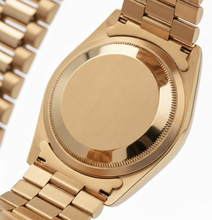 Rolex Dj Champagne Tapestry Dial Pin Stripe Watch Gold President