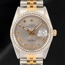 Rolex Dj Diamond Bezel Men's Watch Two Tone Jubilee Gray Roman Dial