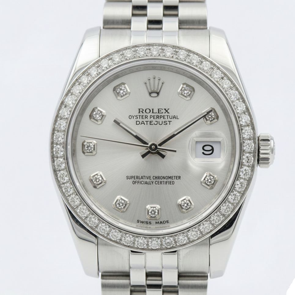 Rolex Dj Midsize 31 Mm Watch Custom Natural Earth Mined Diamond Dial Jubilee Bracelet Ss