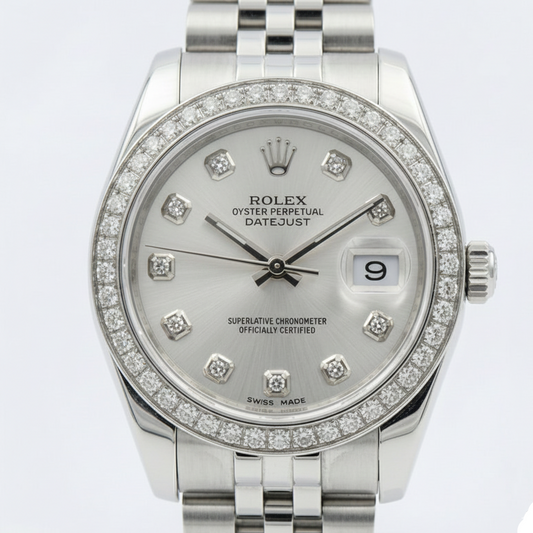 Rolex Dj Midsize 31 Mm Watch Custom Natural Earth Mined Diamond Dial Jubilee Bracelet Ss