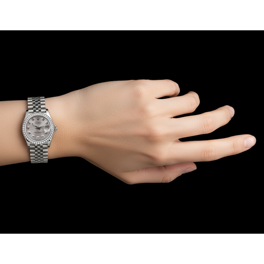 Rolex Dj Midsize 31 Mm Watch Custom Natural Earth Mined Diamond Dial Jubilee Bracelet Ss P2