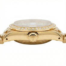 Rolex Dj President Style Watch White Mop Diamond Dial Bezel Gold