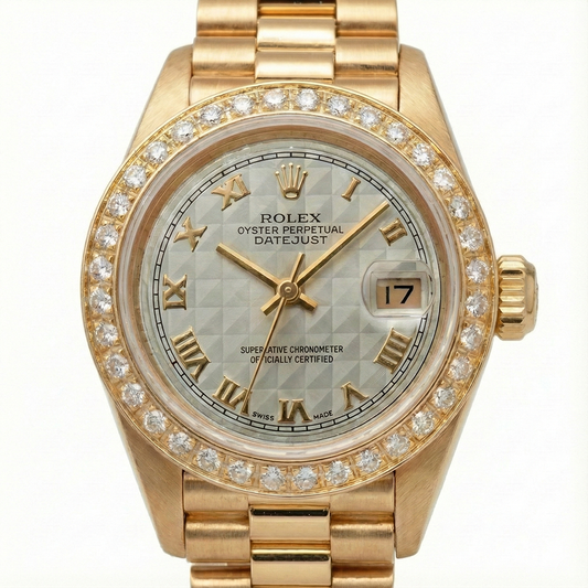 Rolex Dj Pyramid Roman Dial Diamond Bezel Watch President Style G