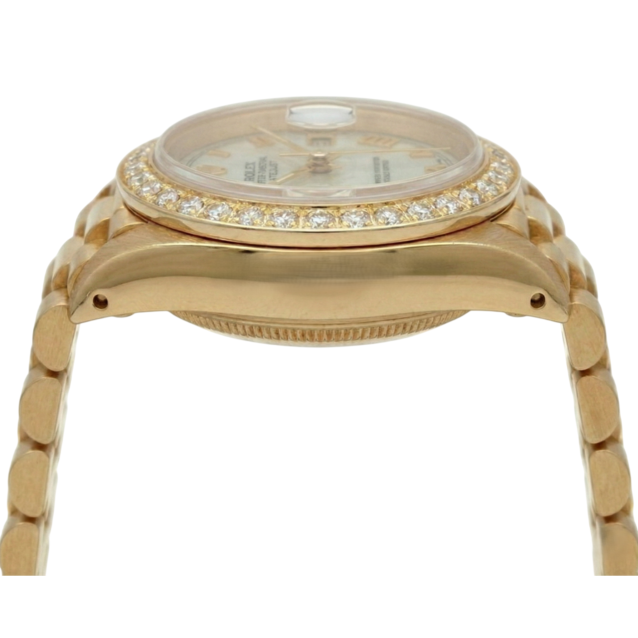 Rolex Dj Pyramid Roman Dial Natural Earth Mined Diamond Bezel Watch President Style G