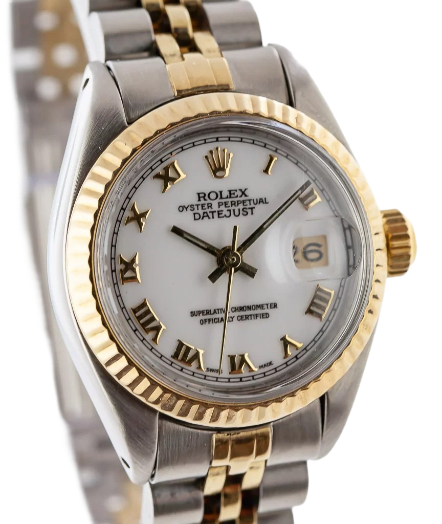 Rolex Dj Roman Dial Fluted Bezel  Watch Ss & Gold Jubilee Bracelet