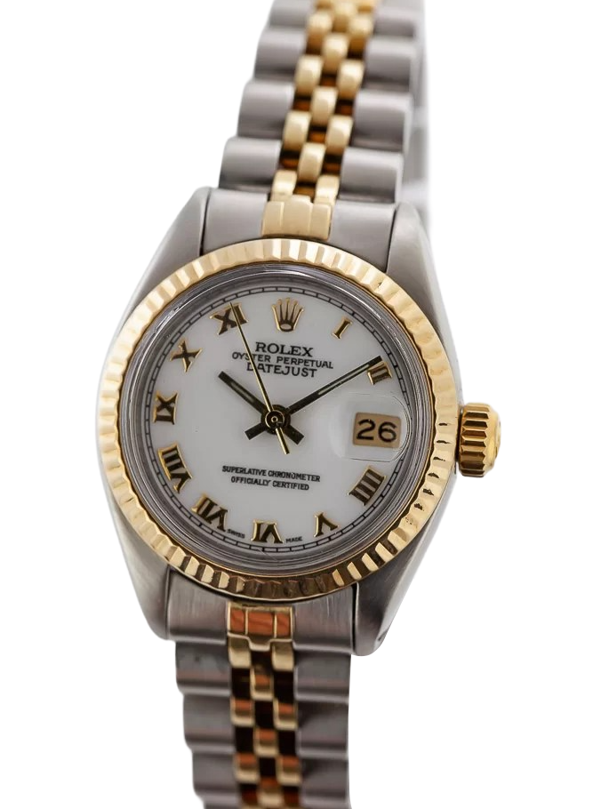 Rolex Dj Roman Dial Fluted Bezel  Watch Ss & Gold Jubilee Bracelet