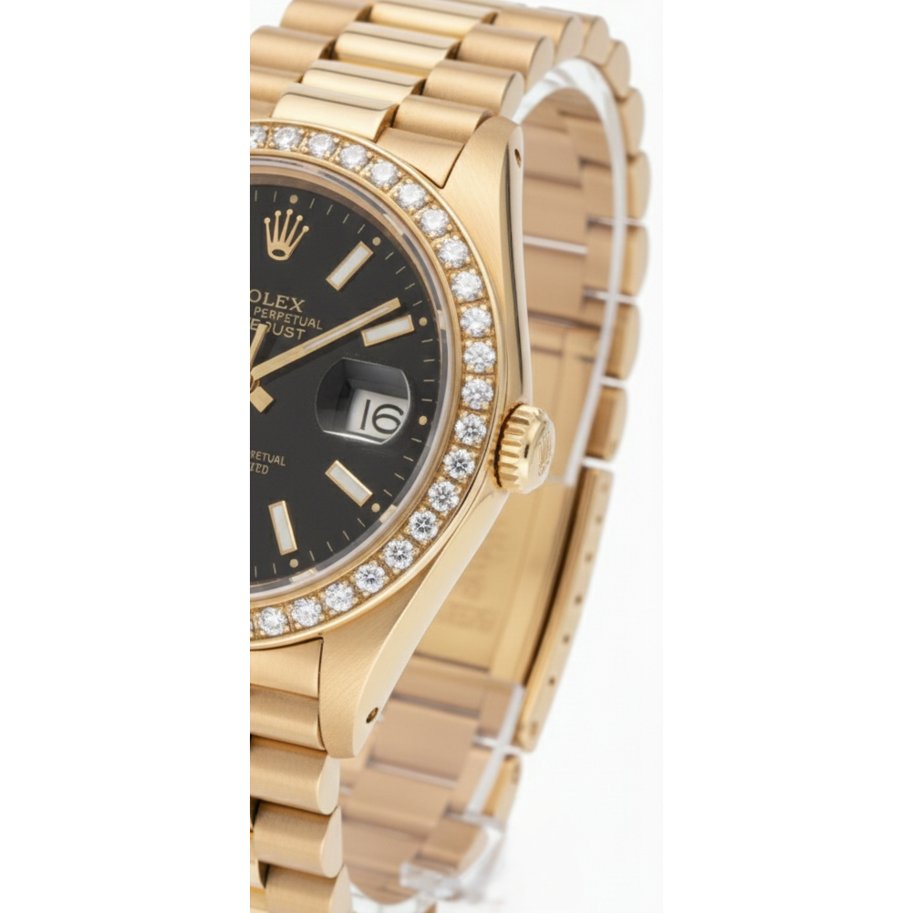Rolex Dj Stick Dial Presidential Style Ladies Watch Natural Earth Mined Diamond Bezel