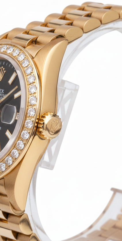 Rolex Dj Stick Dial Presidential Style Ladies Watch Natural Earth Mined Diamond Bezel