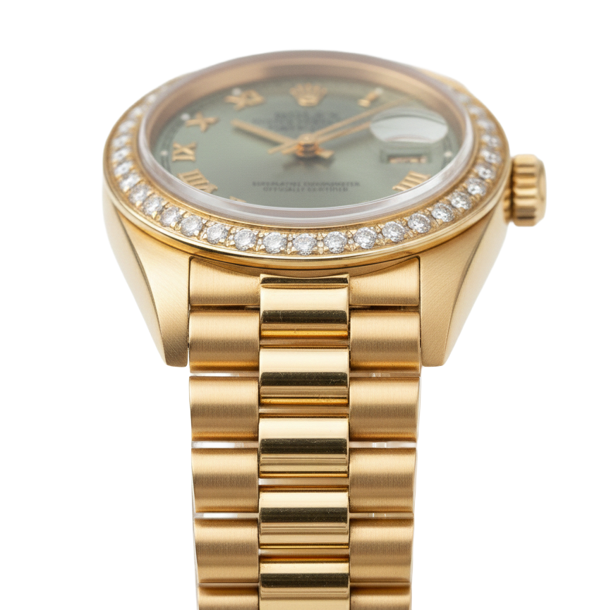 Rolex Dj Watch President Style Bracelet Gray Roman Dial Yg Women