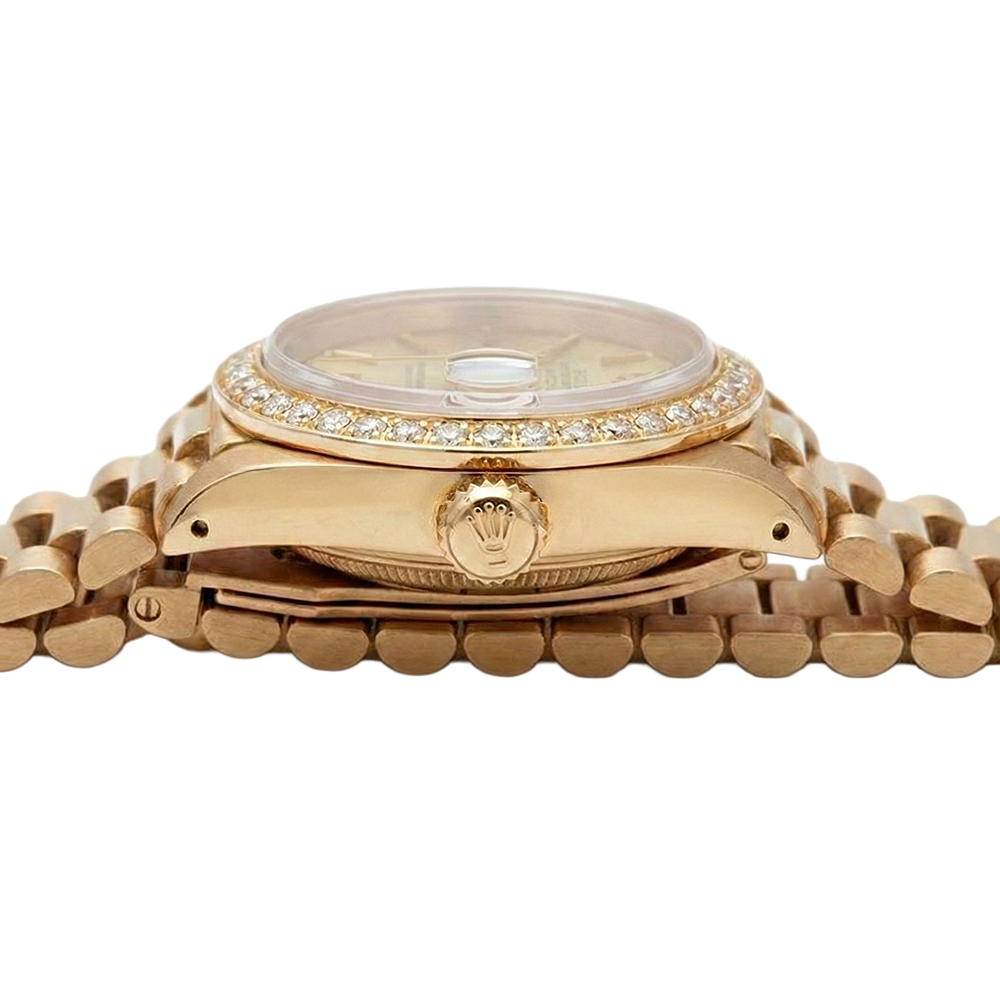 Rolex Dj Watch Presidential Style Champagne Stick Dial  Bezel