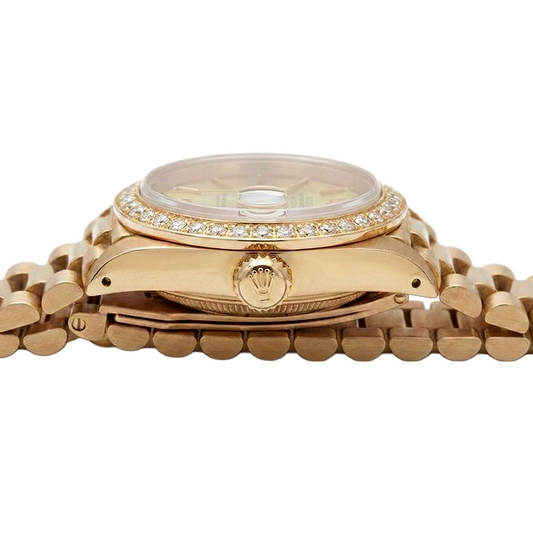 Rolex Dj Watch Presidential Style Champagne Stick Dial  Bezel