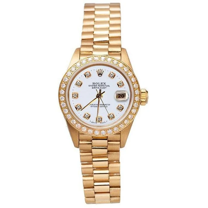 Rolex Dj Watch Presidential Style Gold Bezel Natural Earth Mined Diamond Dial Rolex