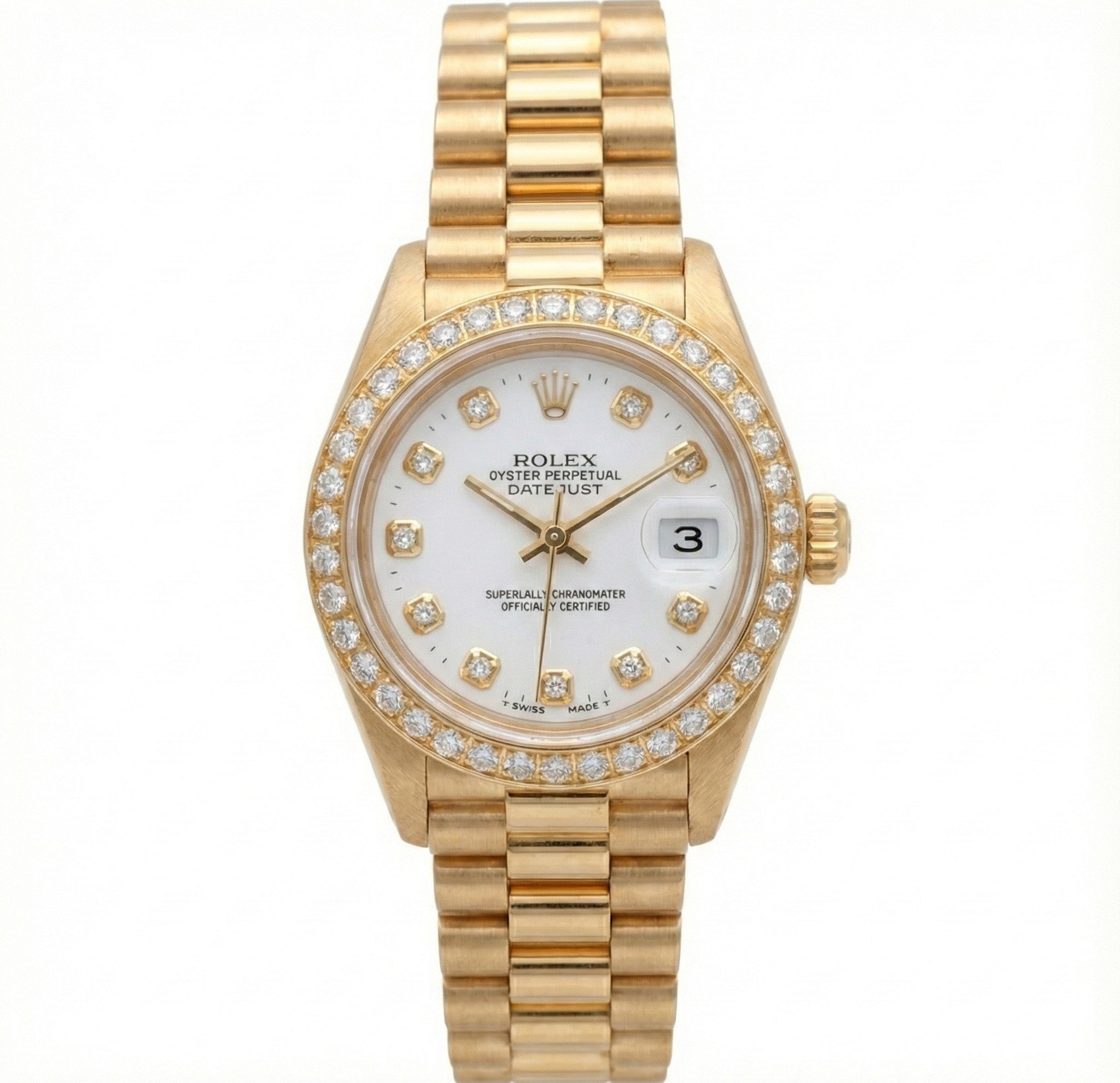 Rolex Dj Watch Presidential Style Gold Bezel Diamond Dial Rolex