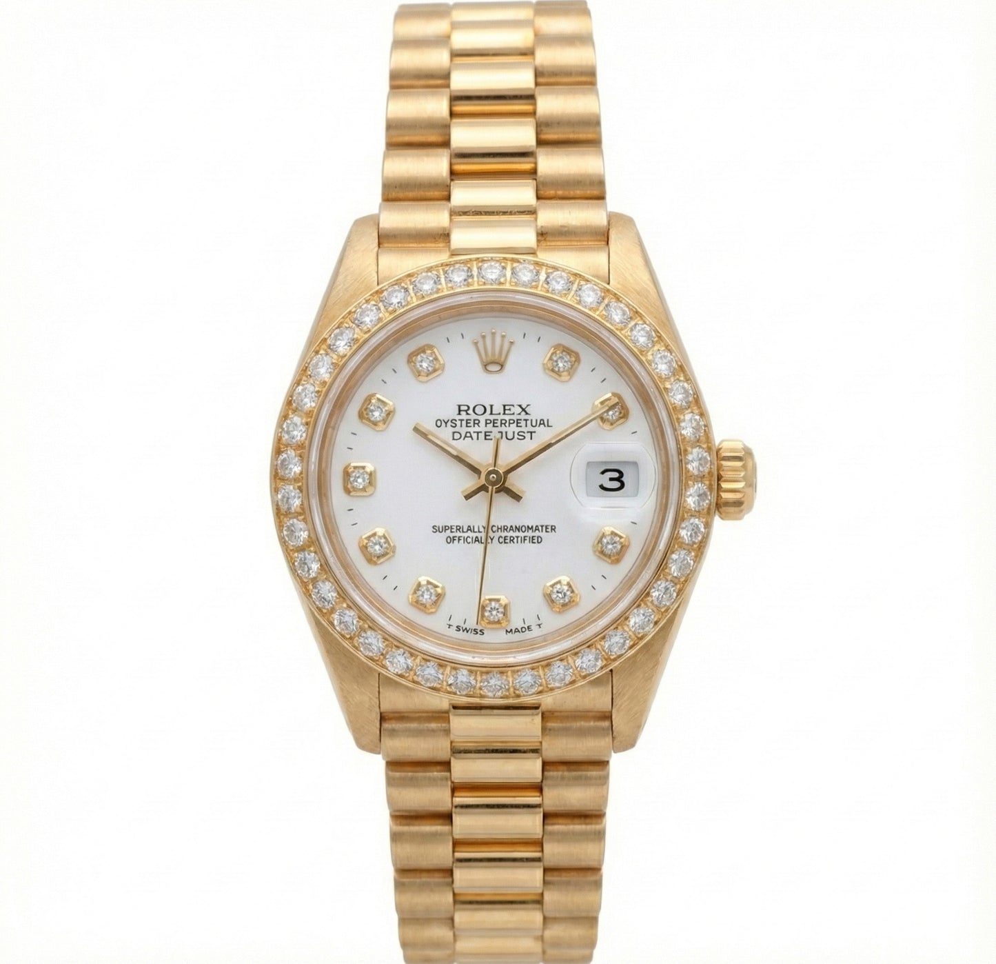 Rolex Dj Watch Presidential Style Gold Bezel Diamond Dial Rolex