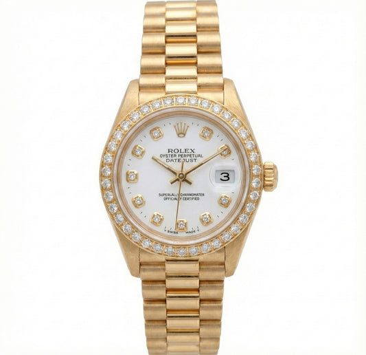 Rolex Dj Watch Presidential Style Gold Bezel Diamond Dial Rolex