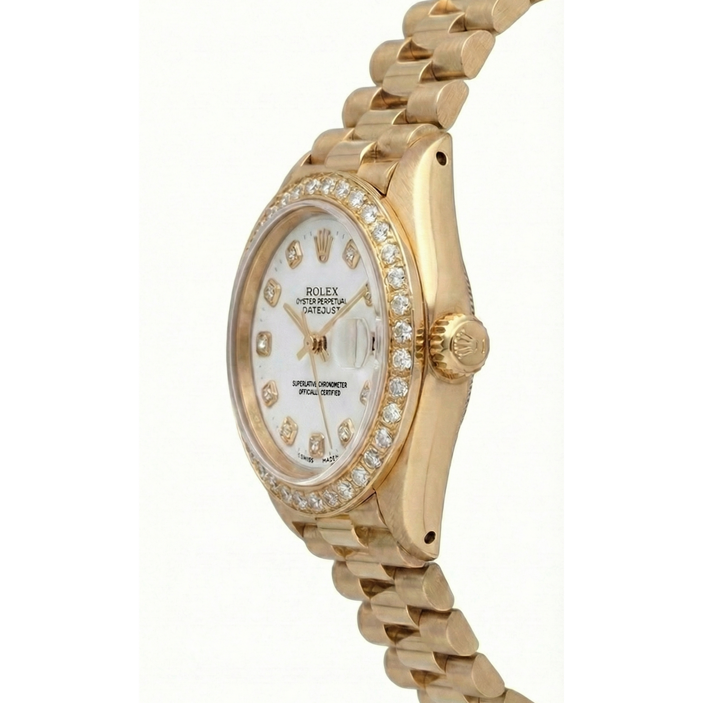 Rolex Dj Watch Presidential Style Gold Bezel Natural Earth Mined Diamond Dial Rolex