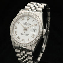Rolex Dj White Mop Roman Dial Diamond Bezel Ss Jubilee Bracelet QUICK SET