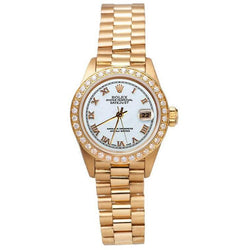 Rolex Dj White Roman Dial Natural Earth Mined Diamond Bezel Presidential Style Gold